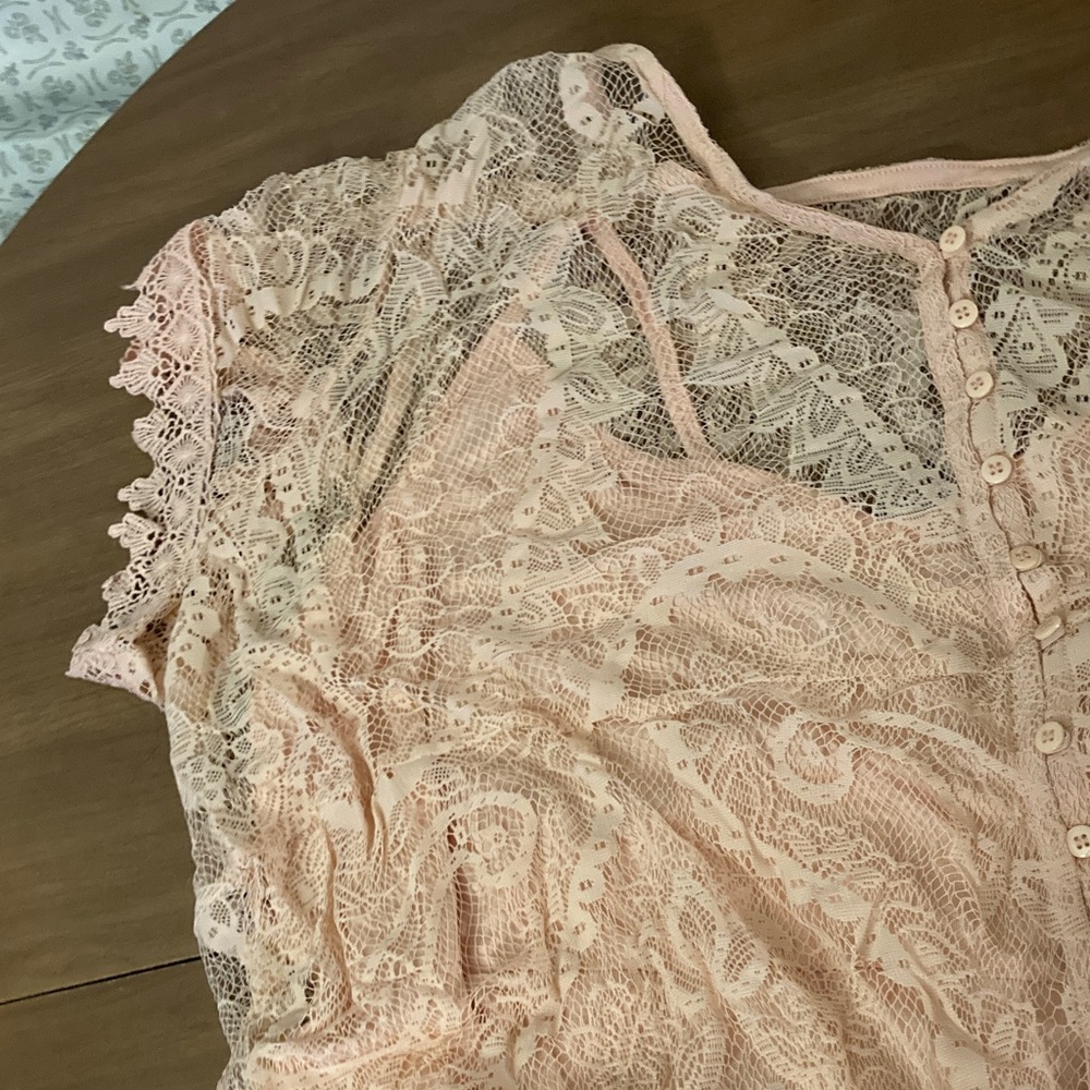 Torrid Blush Pink Lace Button-Front Maxi Dress - Picture 6 of 6
